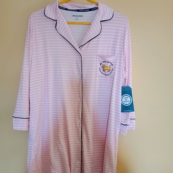 New Life is good button down nightgown size L - Picture 1 of 5